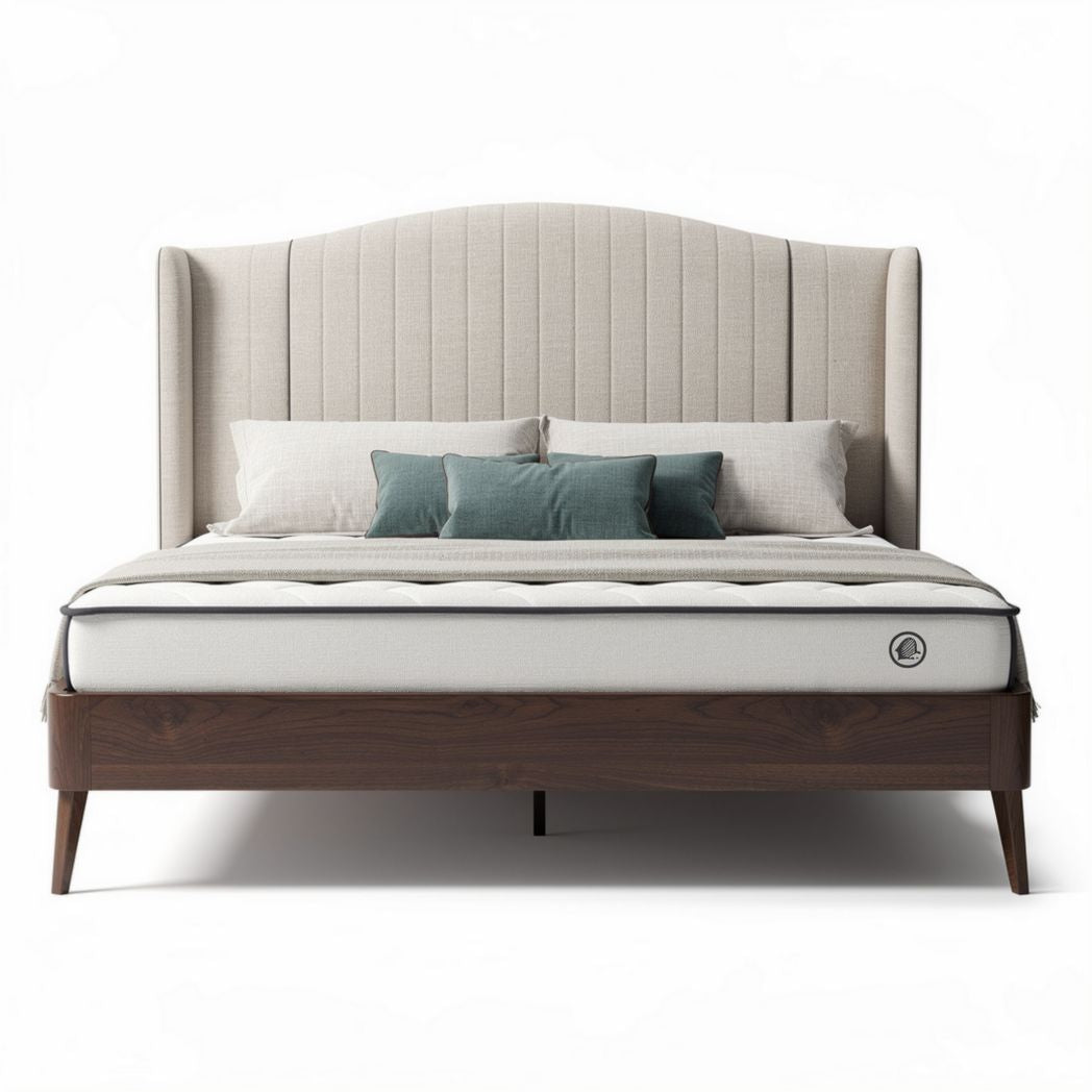 Upholstered Bed Frame with Mattress – Suitable for Bedroom Use – Wood and Fabric – 200 x 160 x 50cm
