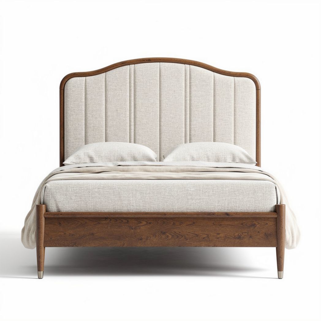 Upholstered Bed Frame with Wooden Base for Bedroom Use Made of Fabric and Wood 200 x 160 x 100cm