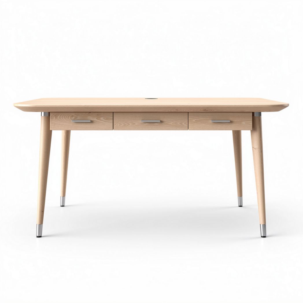 Light Wood Office Desk with Drawers – 150 x 80 x 75cm