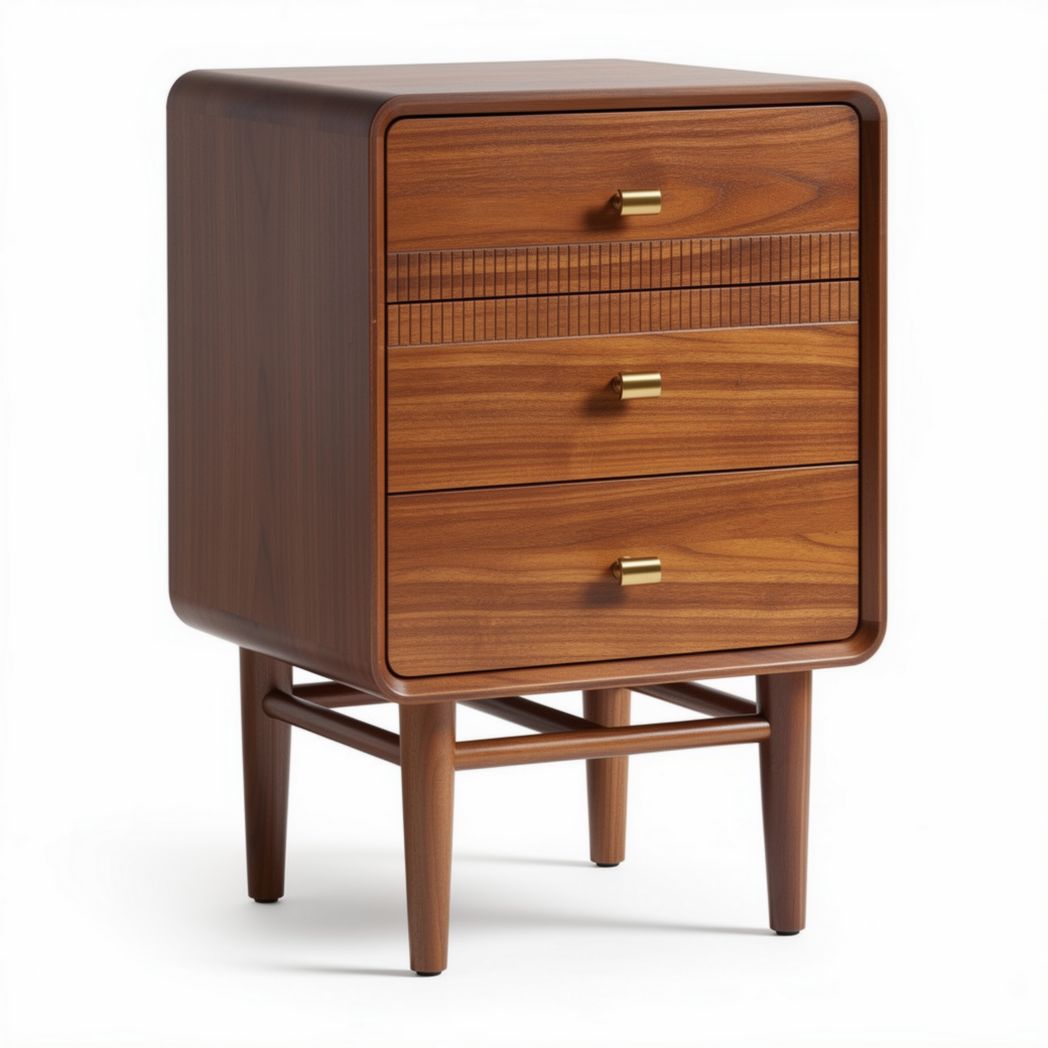 Wooden Nightstand with Three Drawers for Bedroom Storage - 40 x 40 x 60cm