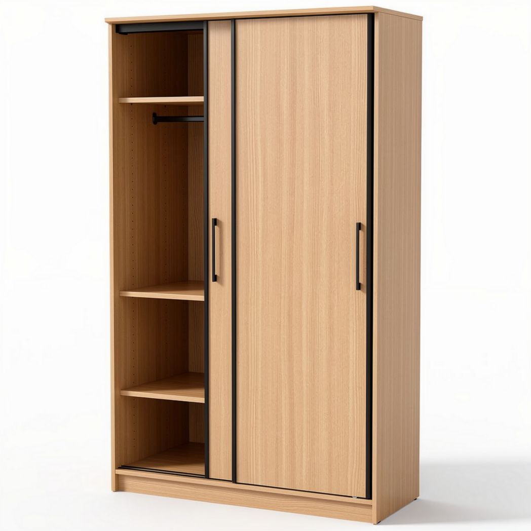 Wooden Wardrobe with Adjustable Shelves and Hanging Rod – 90 x 45 x 180cm