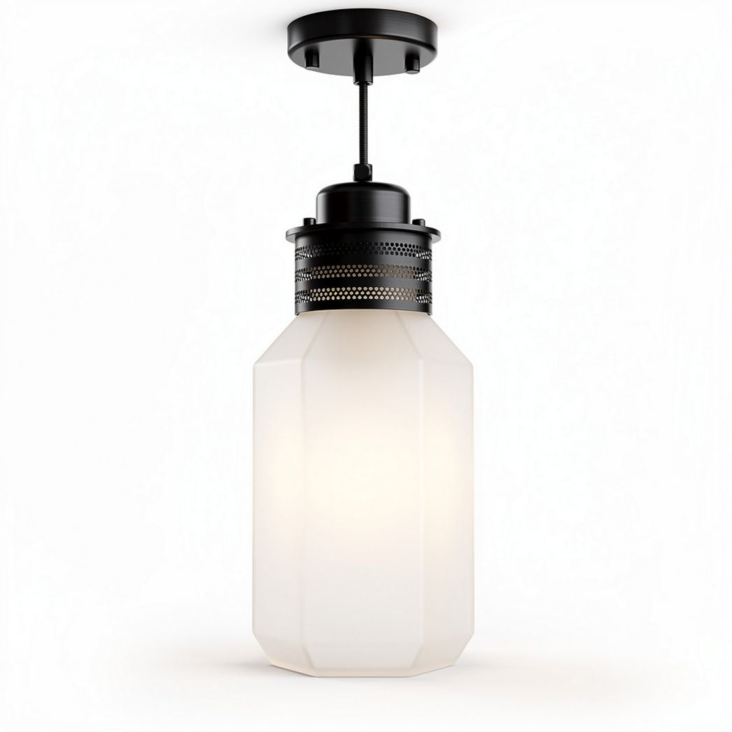 Glass Pendant Light Fixture for Home Illumination – Metal and Glass – 20 x 20 x 35cm