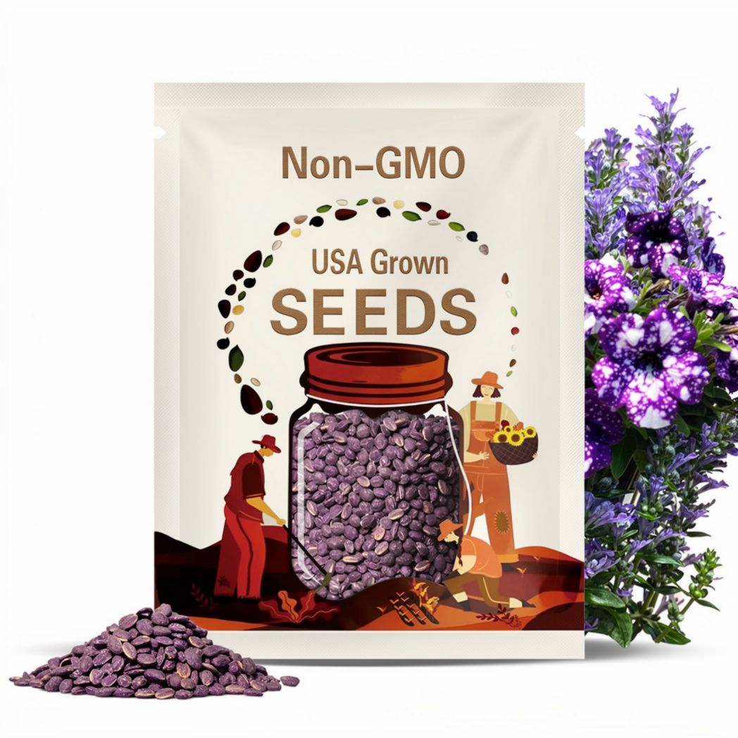 60+ purple petunia starry flower seeds for spring summer(60 Seeds)