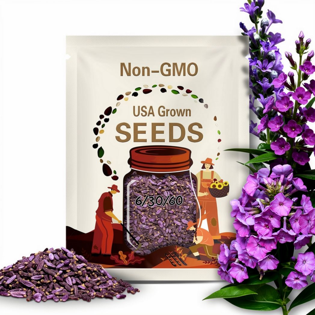 6/30/60 Purple Tall Phlox Seeds – Perennial Garden Flower – Fragrant Large Blooms – Pollinator Friendly(6 Seeds)
