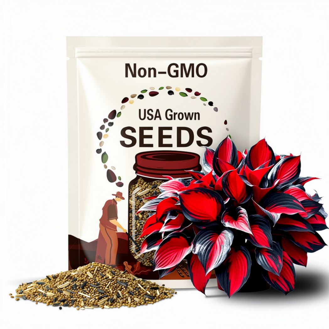 40/200/400 Black Red Hosta Seeds – Rare Perennial Shade Plant – Non-GMO Easy Grow Outdoor Seeds(40 Seeds)