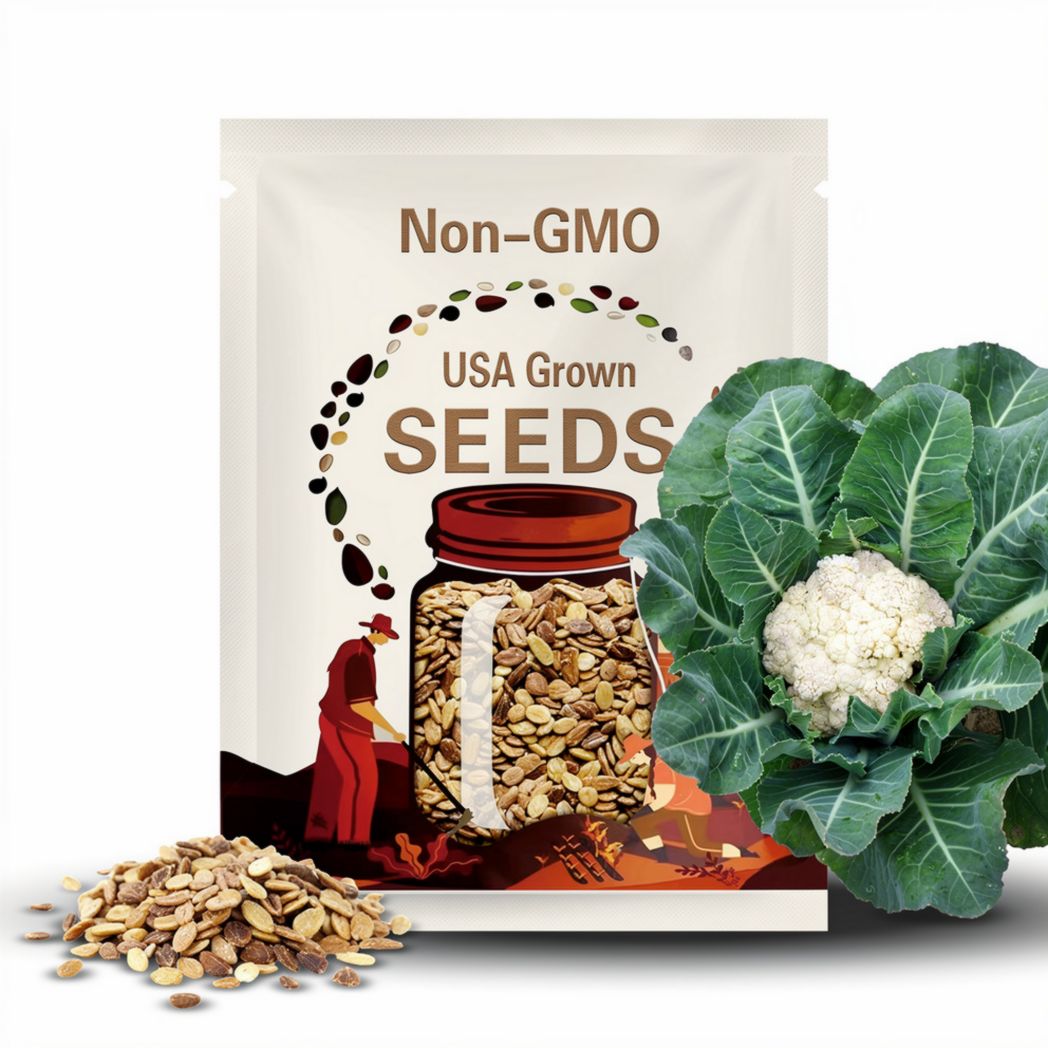 Cauliflower Seeds - Organic, Heirloom, Open Pollinated, Non GMO - Grow Indoors, Outdoors, In Pots, Grow Beds, Soil, Hydroponics  Aquaponics(20 Seeds)