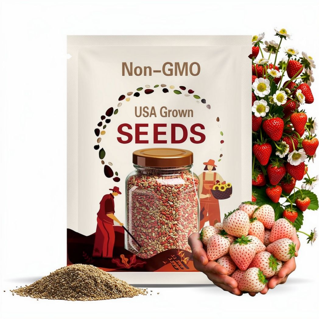 Rare Strawberry Seeds: Cream or Milk Varieties, Non-GMO Perennial(60 Seeds)