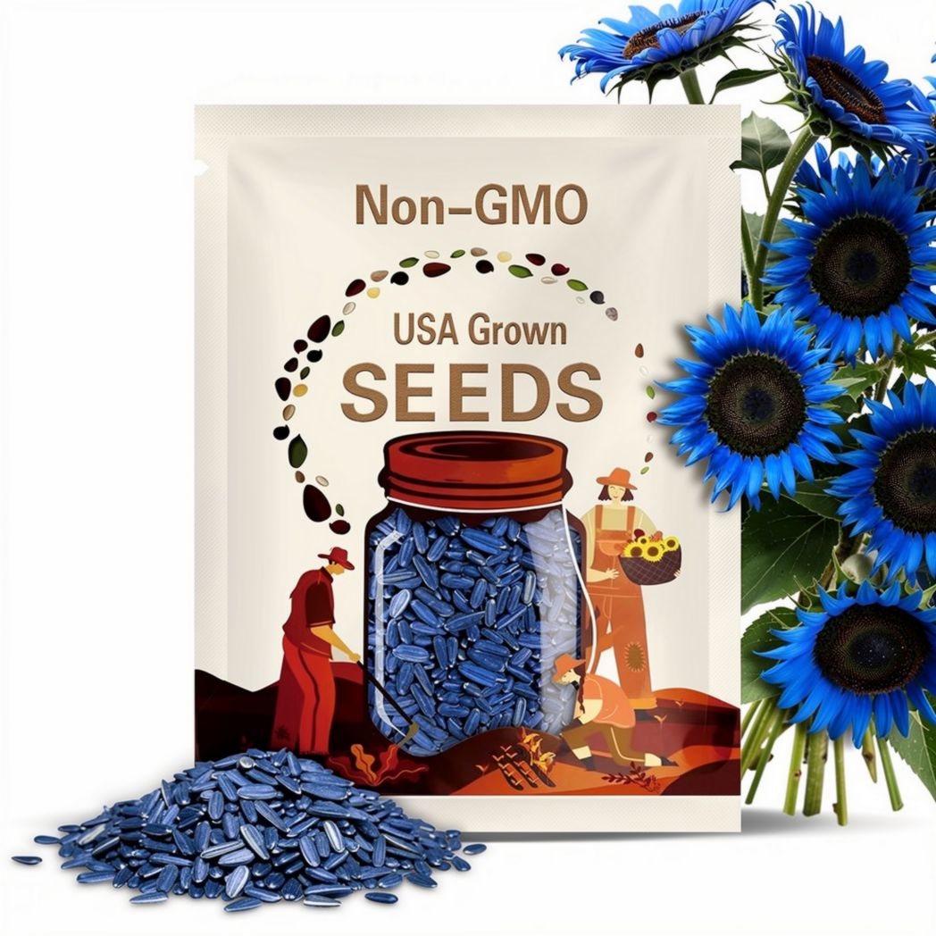 100/500/1000 Rare Midnight Oil Blue Sunflower Seeds: Stunning Hybrid for Your Garden(100)
