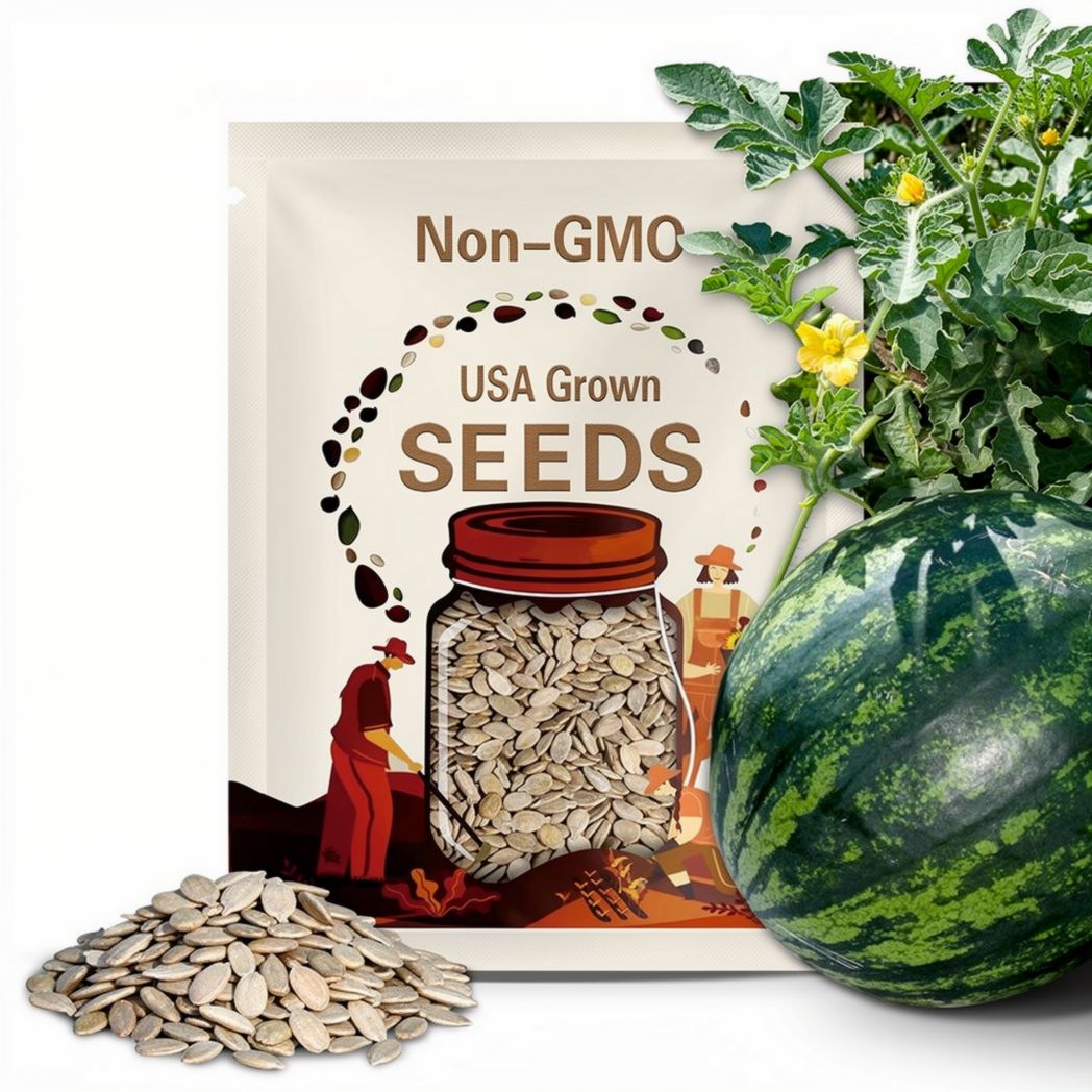 Watermelon Sugar Seeds - Organic, Heirloom, Open Pollinated, Non GMO - Grow Indoor, Outdoor, In Grow Beds, Hydroponics, Aquaponics(20 Seeds)