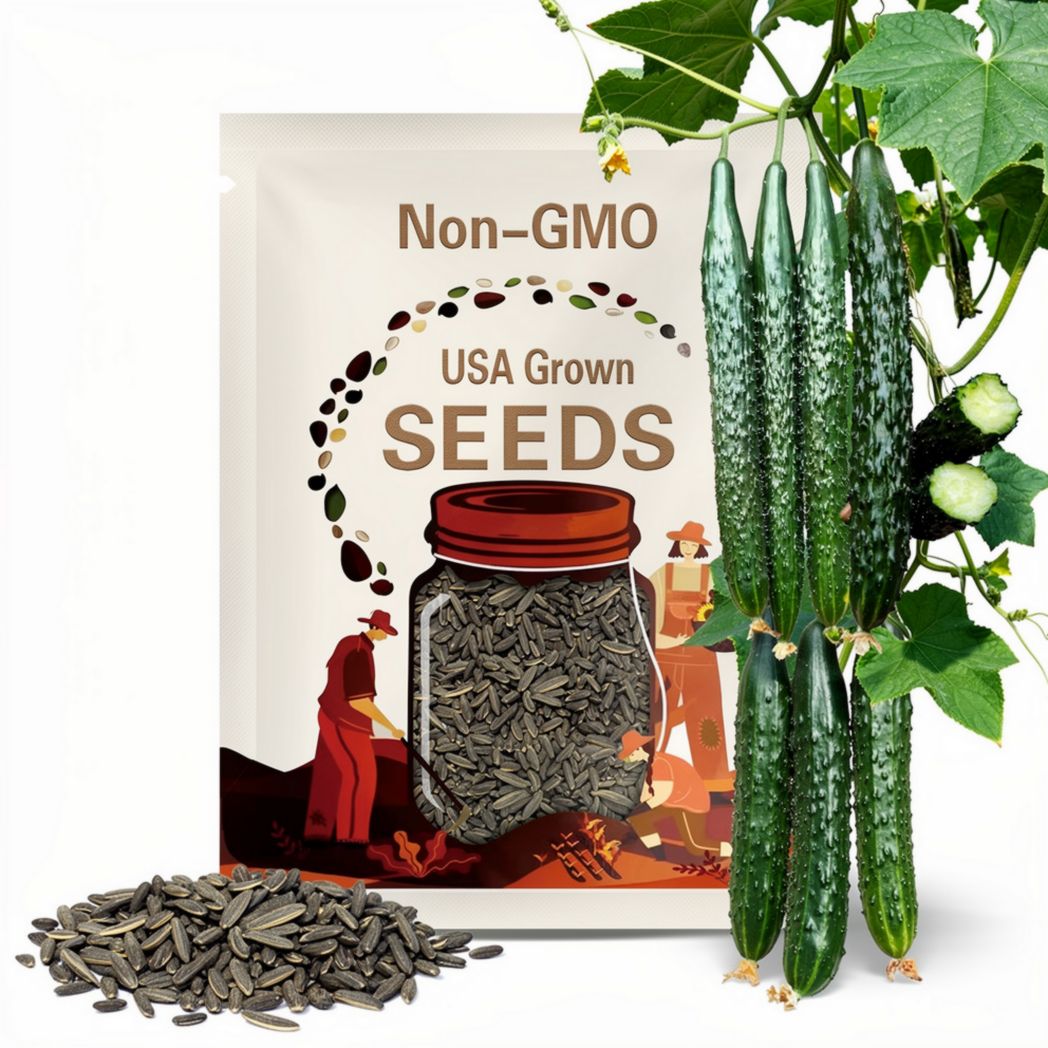6/30/60pcs Asian Suyo Long Cucumber Seeds – Heirloom, Non-GMO China Long Hybrid – Complete Growing Guide Included(6 Seeds)